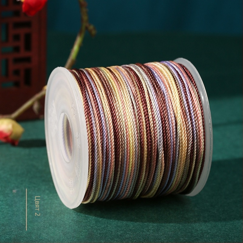 Dragon Knot Гривна от ръчно плетено въже, 24 нишки, 1.0 мм, мъниста, многоцветно боядисана, не избледнява