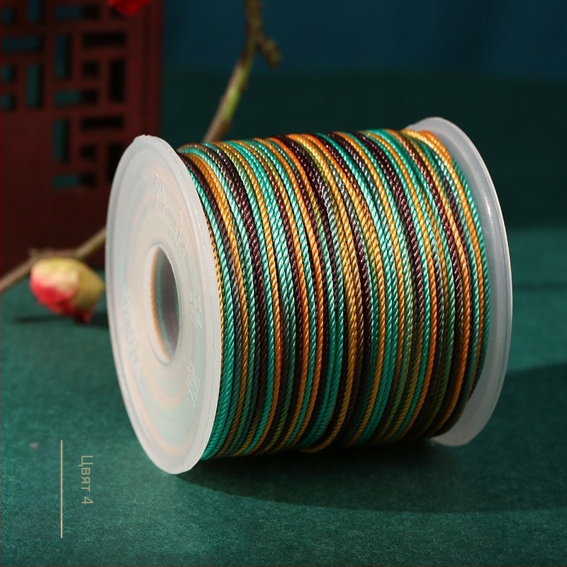 Dragon Knot Гривна от ръчно плетено въже, 24 нишки, 1.0 мм, мъниста, многоцветно боядисана, не избледнява