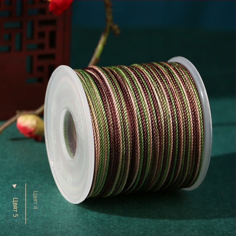 Dragon Knot Гривна от ръчно плетено въже, 24 нишки, 1.0 мм, мъниста, многоцветно боядисана, не избледнява