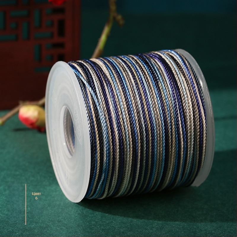 Dragon Knot Гривна от ръчно плетено въже, 24 нишки, 1.0 мм, мъниста, многоцветно боядисана, не избледнява
