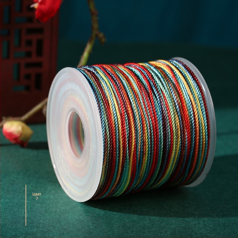 Dragon Knot Гривна от ръчно плетено въже, 24 нишки, 1.0 мм, мъниста, многоцветно боядисана, не избледнява