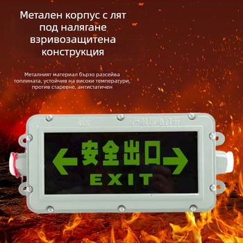 LED индикатор за аварийен изход с взривозащитна защита, сигнално осветление за коридор, IP65, 220V