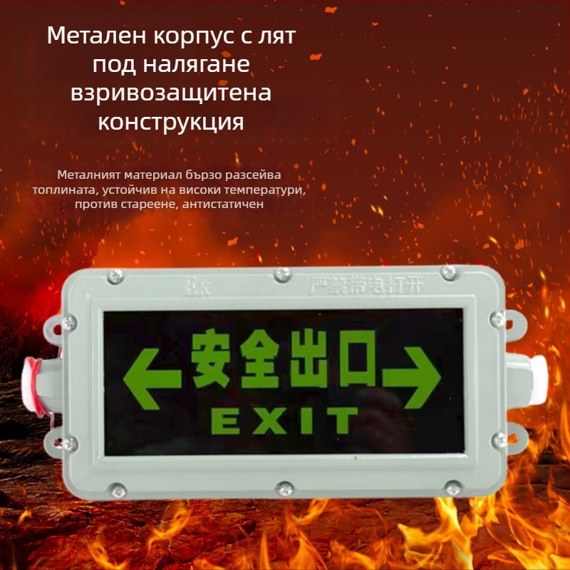 LED индикатор за аварийен изход с взривозащитна защита, сигнално осветление за коридор, IP65, 220V