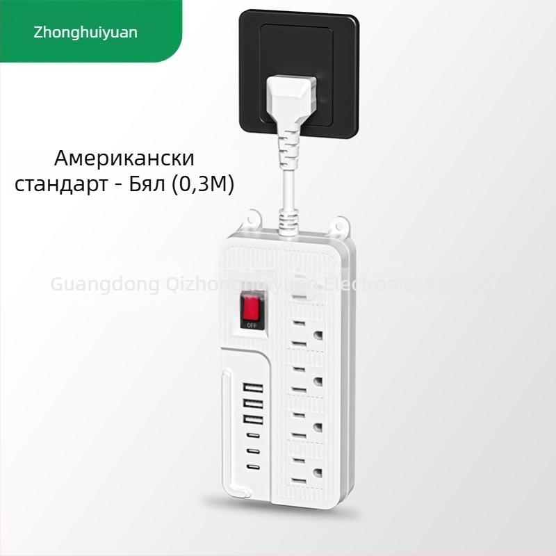 Разклонител с европейски стандарт, множество гнезда, USB порт с висока мощност, UK и US стандартни щепсели