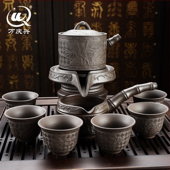 Gongfu стил керамичен комплект за чай: чайник, чаши и меламинов поднос