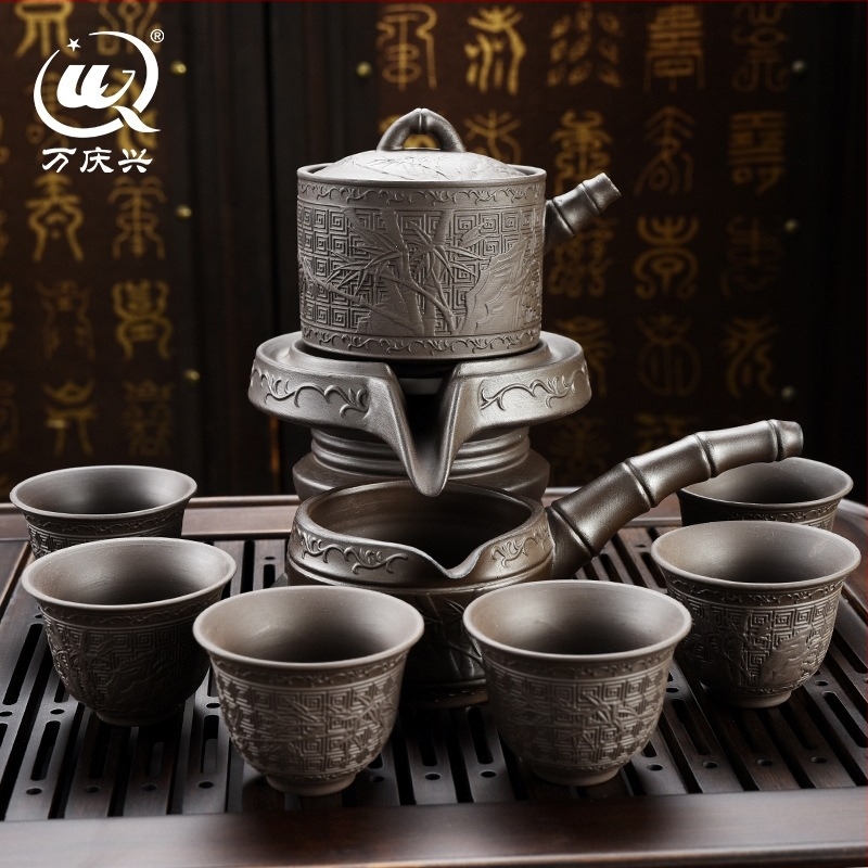 Gongfu стил керамичен комплект за чай: чайник, чаши и меламинов поднос