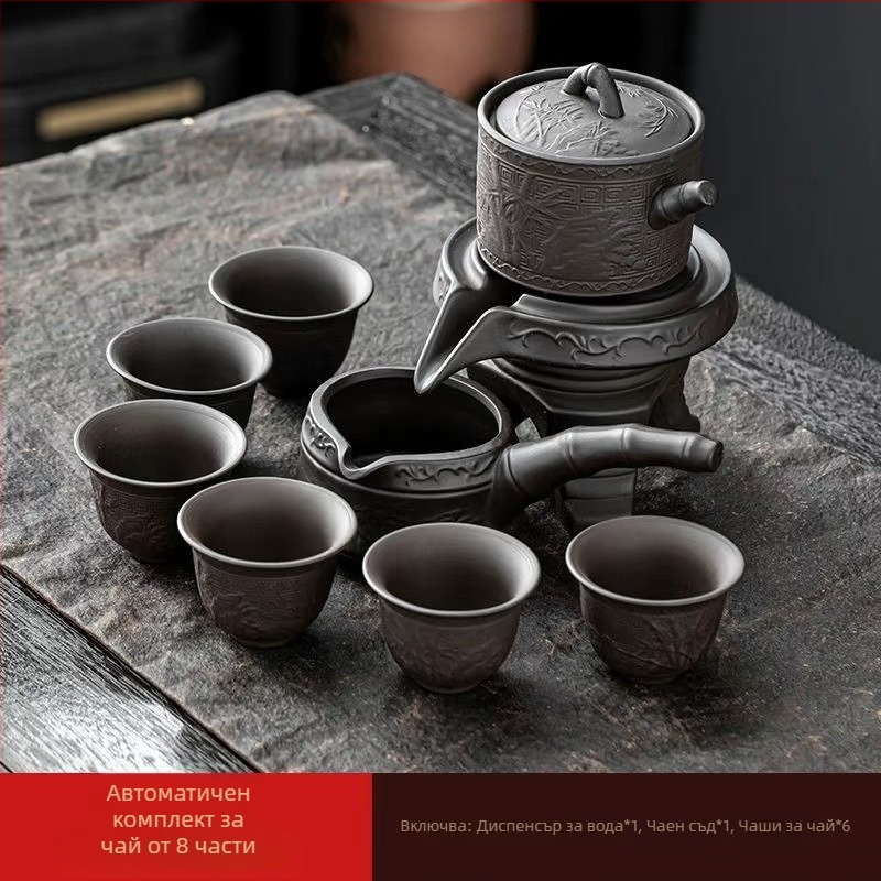 Gongfu стил керамичен комплект за чай: чайник, чаши и меламинов поднос