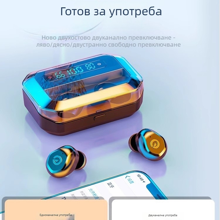 Истински безжични Bluetooth слушалки за спорт с шумопотискане, в ушите, дълъг живот на батерията, модел 2025