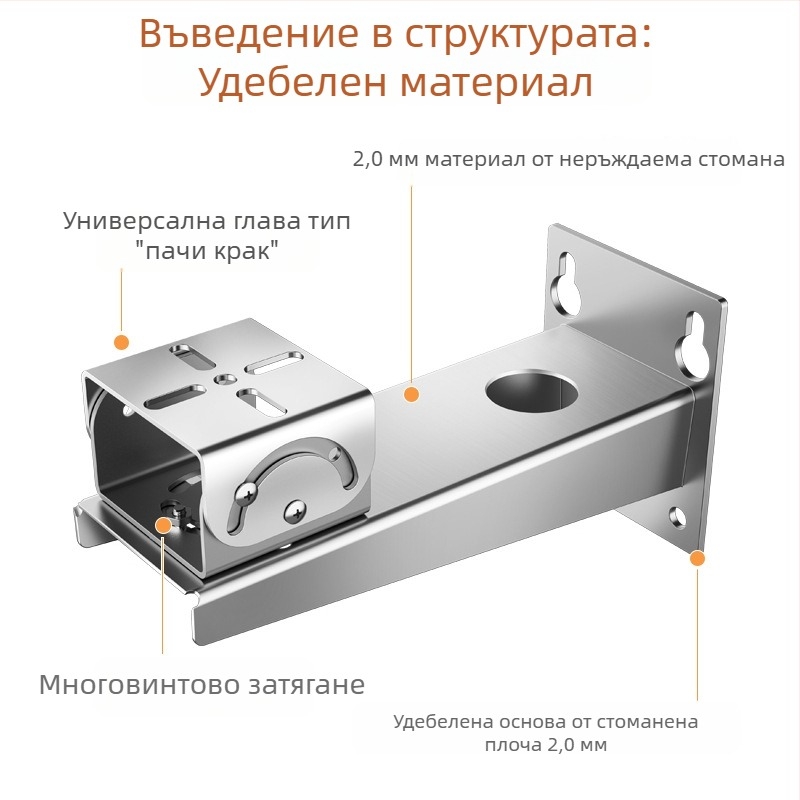 Взривозащитена камера за наблюдение с 304 неръждаема стомана, удебелена основа, клюнообразна глава и минна скоба-щипка с гимбал