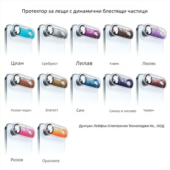 Защитен филм за обектива на iPhone 17 Pro Max с Dynamicsен блясък и база с течен пясък, интегриран протектор