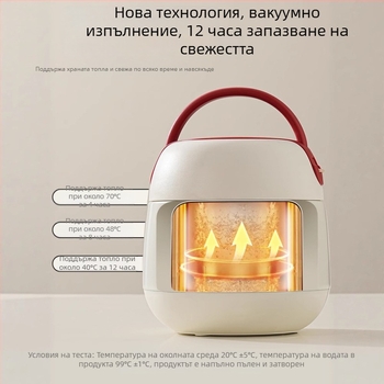 Дълга изолирана кутия за обяд с дръжка за офис служители и ученици