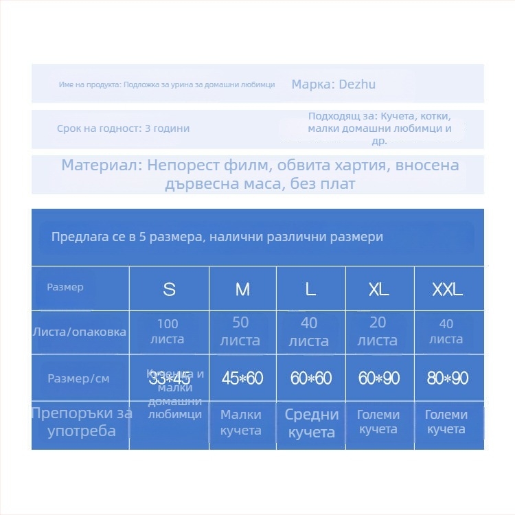 Еднократни подложки за обучение на кучета и котки, абсорбиращи и дезодориращи