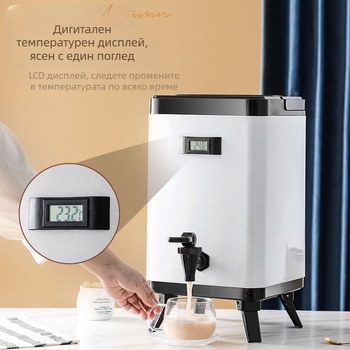 Комерсиална квадратна изолирана кофа за напитки с двойна изолация, 10 л, неръждаема стомана 304, квадратен дизайн, подходяща за чай и соево мляко