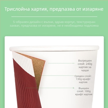 Qixin еднократна изолирана дебела хартиена чаша за горещи напитки, двойнослойна, за кафе или чай, 201–300 ml, микровълнова съвместима