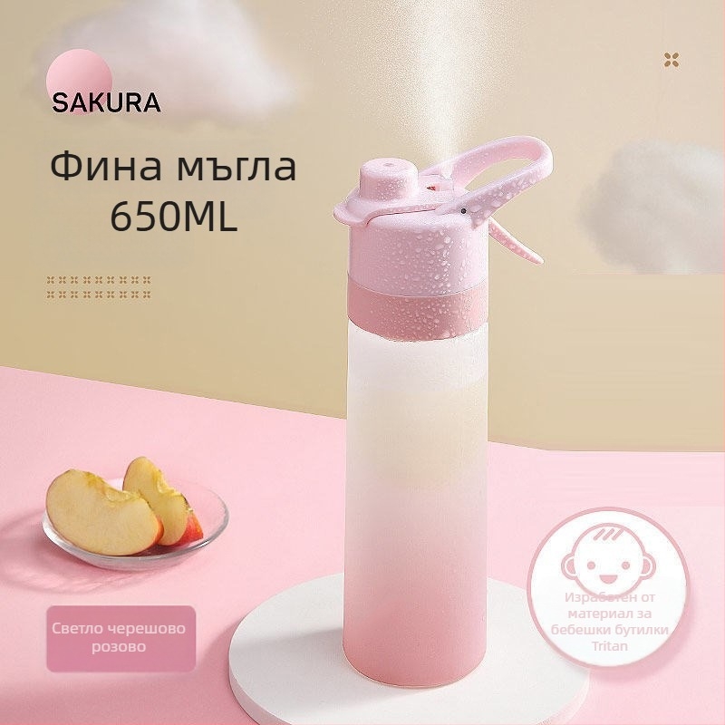 Дамска бутилка за вода с пръскане, преносима спортна бутилка от Tritan, многофункционална за тренировки и лятото.
