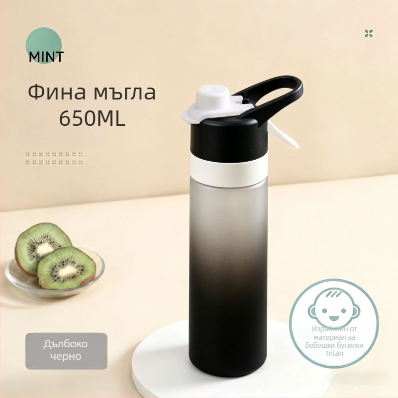 Дамска бутилка за вода с пръскане, преносима спортна бутилка от Tritan, многофункционална за тренировки и лятото.