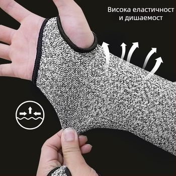 Удължени ръкави за защита от порязвания, ниво 5 HPPE, защита на предмишницата от надраскване, защита срещу ухапване и порязване, ръкави за работа в строителството