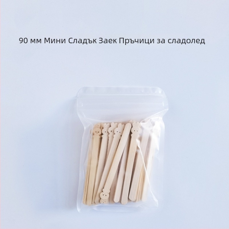 Еднократни бамбукови пръчки за сладолед за деца, карикатурни плодови шишчета, биоразградими.