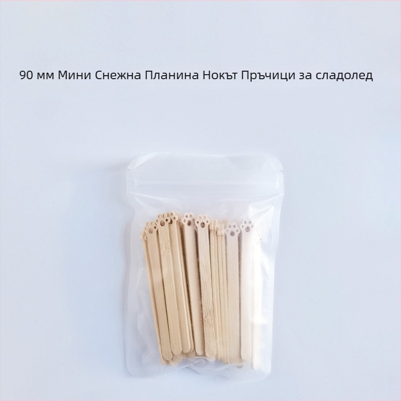 Еднократни бамбукови пръчки за сладолед за деца, карикатурни плодови шишчета, биоразградими.