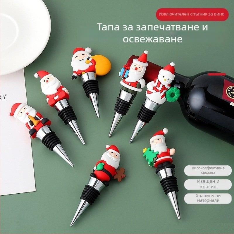 PVC тапа за вино с коледен карикатурен дизайн, подходящ за подарък, хранителна безопасност