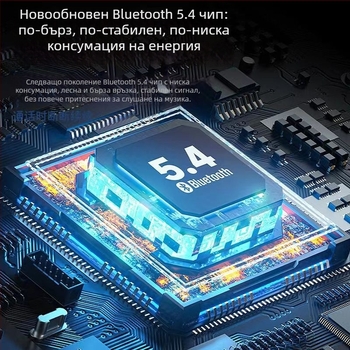 Bluetooth слушалки около врата с цифров дисплей, голям капацитет на батерията, полупритиснат дизайн, спортно стерео