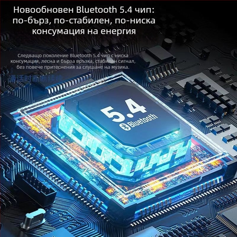 Bluetooth слушалки около врата с цифров дисплей, голям капацитет на батерията, полупритиснат дизайн, спортно стерео