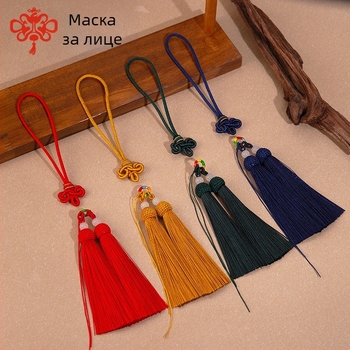 Wenchang китайски възел с ресни, висулка с двойни ресни и мрежеста шапка за Буда, нефритов декоративен висулък