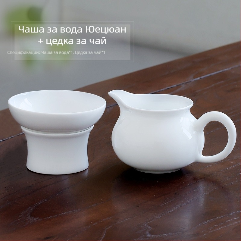 Гайван от бял порцелан Jingdezhen със капак, голям размер, керамичен комплект за чай, минималистичен дизайн