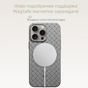 Ултратънък TPU калъф за iPhone с отвеждане на топлината, текстура на плетена шарка, магнитно задържане и защита срещу изпускане
