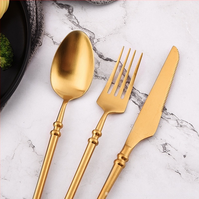 304 неръждаема стомана Oriental Pearl западна посуда — комплект прибори: нож за стейк, вилица и лъжица с дълга дръжка