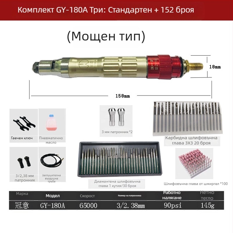 Пневматична шлайф-писалка за индустриално полиране и обработка на ръбове