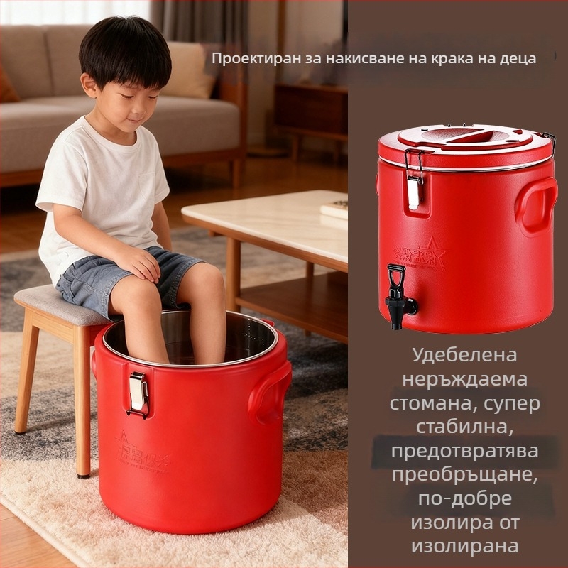 PE изолирана кофа, голям капацитет (6 л), за домашна употреба, поддържа топлината на супи и каши, кофа за столова, кофа за вана на крака, подходяща за улични продавачи