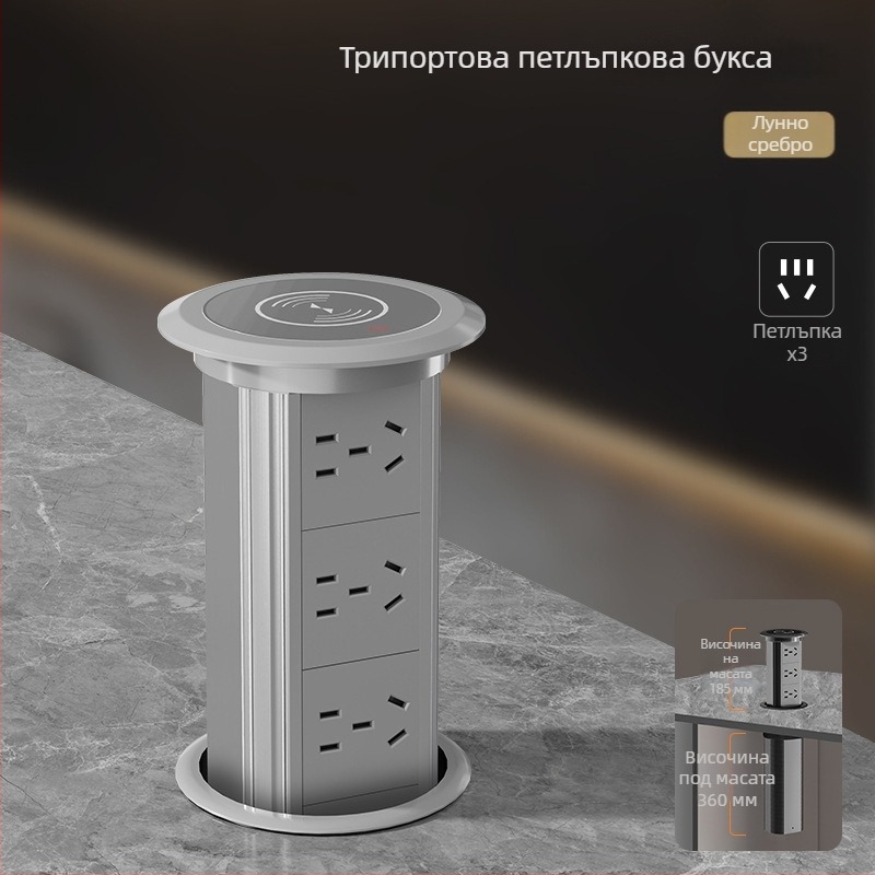 Вградена повдигаща се електрическа разклонител за настолен плот и островна повърхност