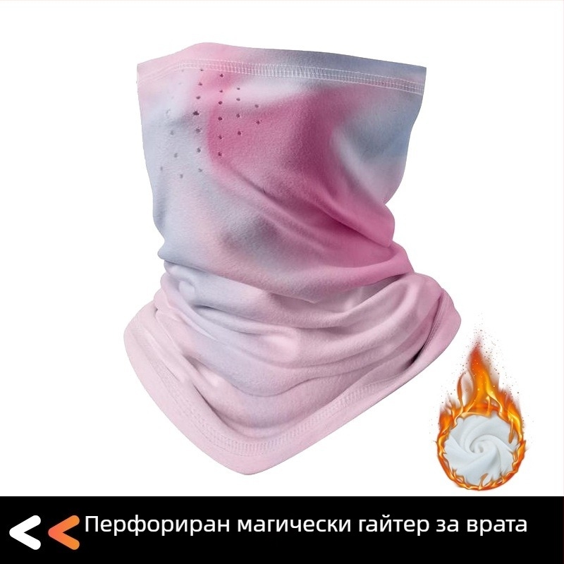 Есенно-зимна външна маска за къмпинг, преходи в планината, ски и колоездене, унисекс, флисово подплатена топла защита за лице и шия