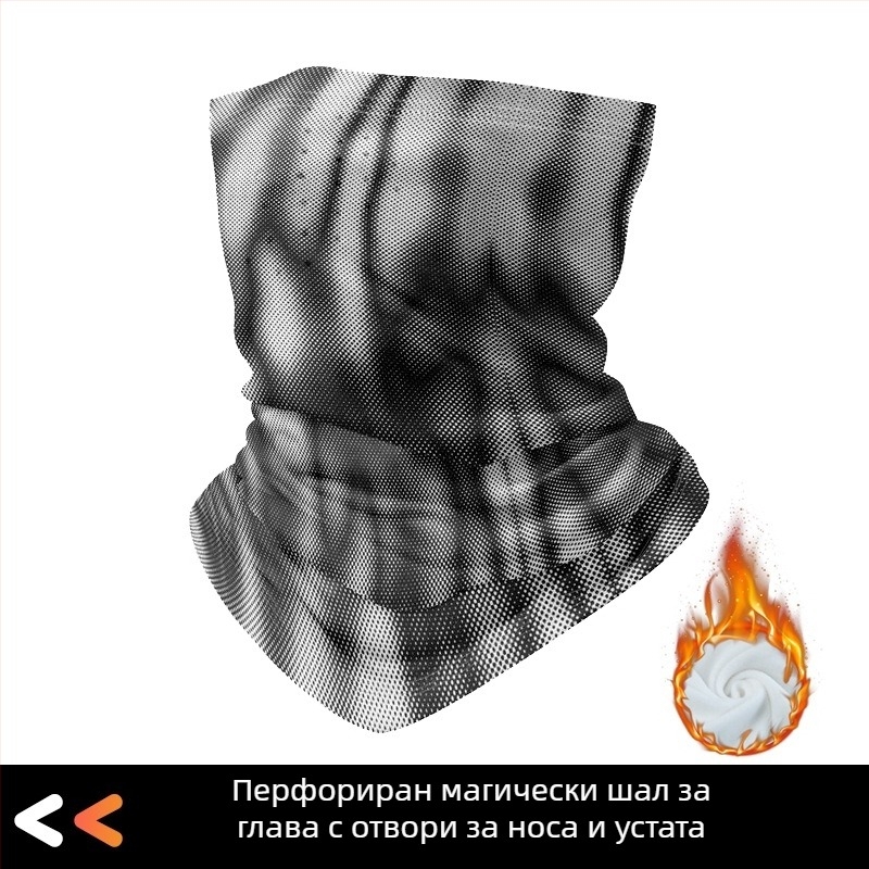 Есенно-зимна външна маска за къмпинг, преходи в планината, ски и колоездене, унисекс, флисово подплатена топла защита за лице и шия