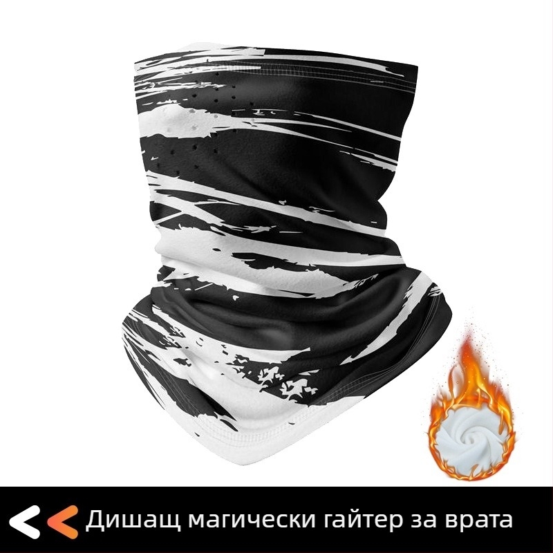 Есенно-зимна външна маска за къмпинг, преходи в планината, ски и колоездене, унисекс, флисово подплатена топла защита за лице и шия