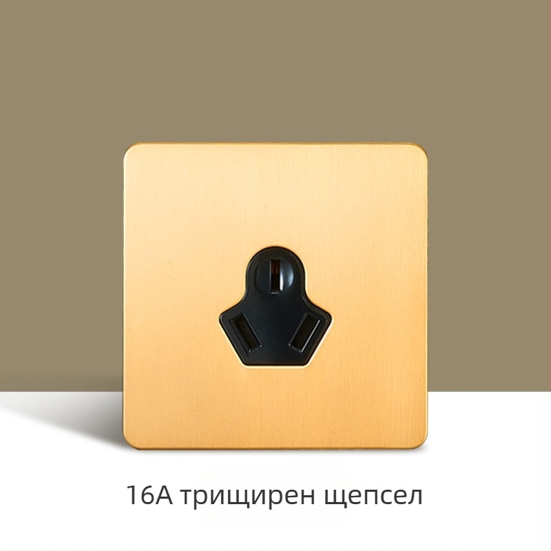 Латунно-златна ретро лицева плоча за ключ и контакт, метална платка за скрит монтаж, тип 86