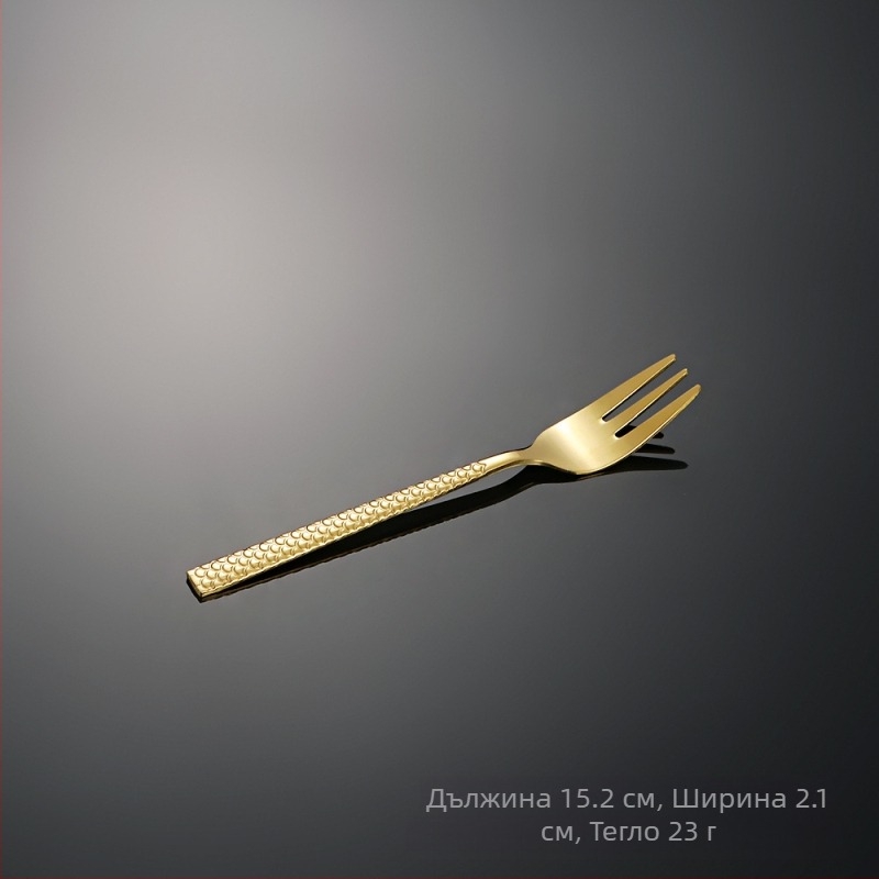 410 неръждаема стомана, комплект посуда с дизайн драконови люспи и риби, нож, вилица и лъжица със квадратна дръжка