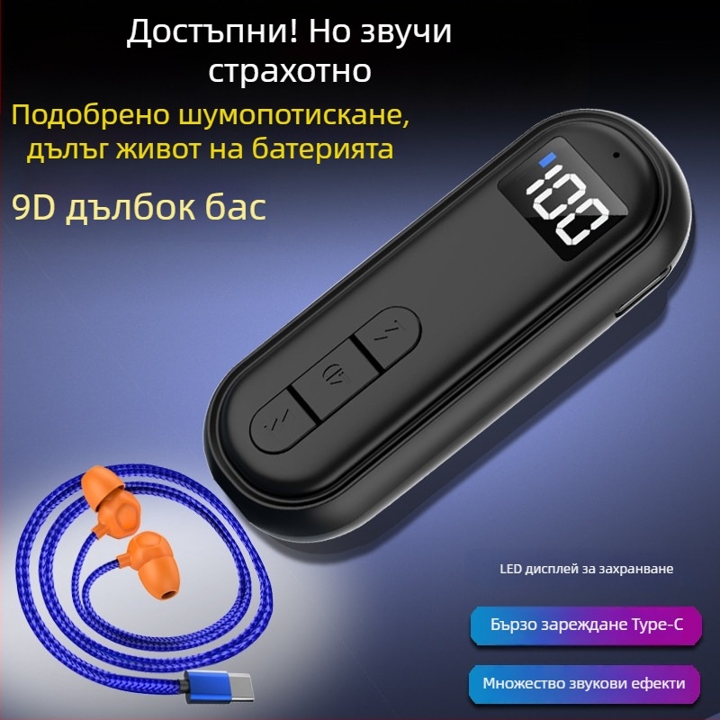 Bluetooth клип-он слушалка-приемник с костна проводимост, висококачествен звук, шумопотискане, HD обаждания и слушане на музика