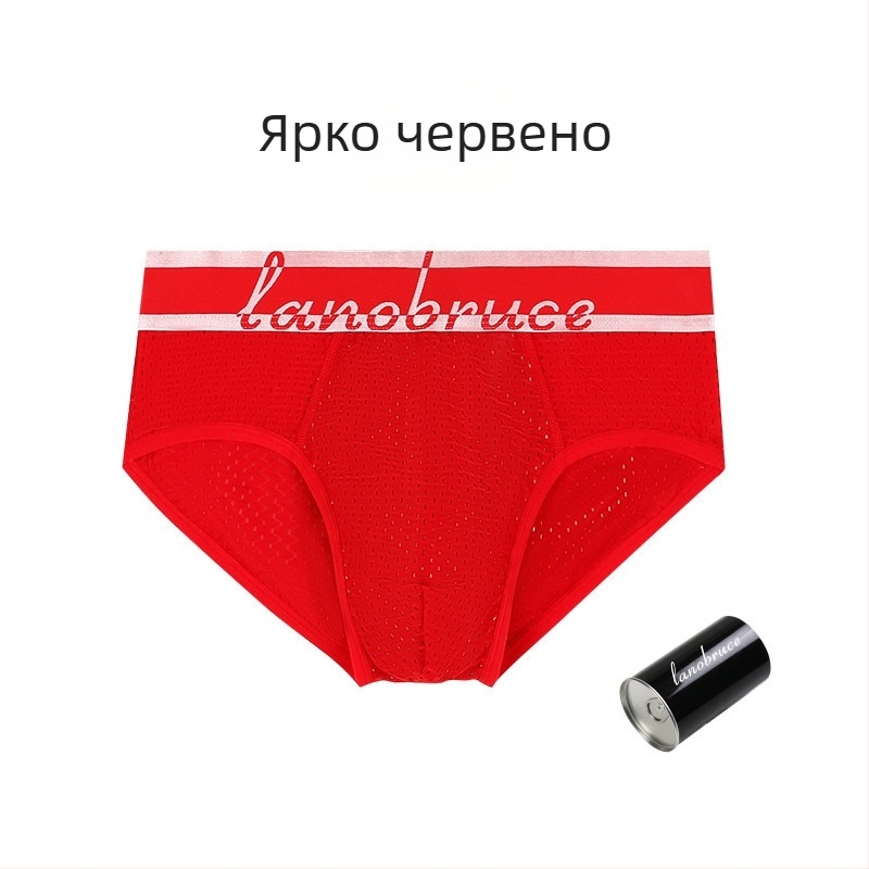 Мъжки бикини Ice Silk с мрежеста тъкан и пчелна клетъчна структура, средна талия, дишащи, плюс размер