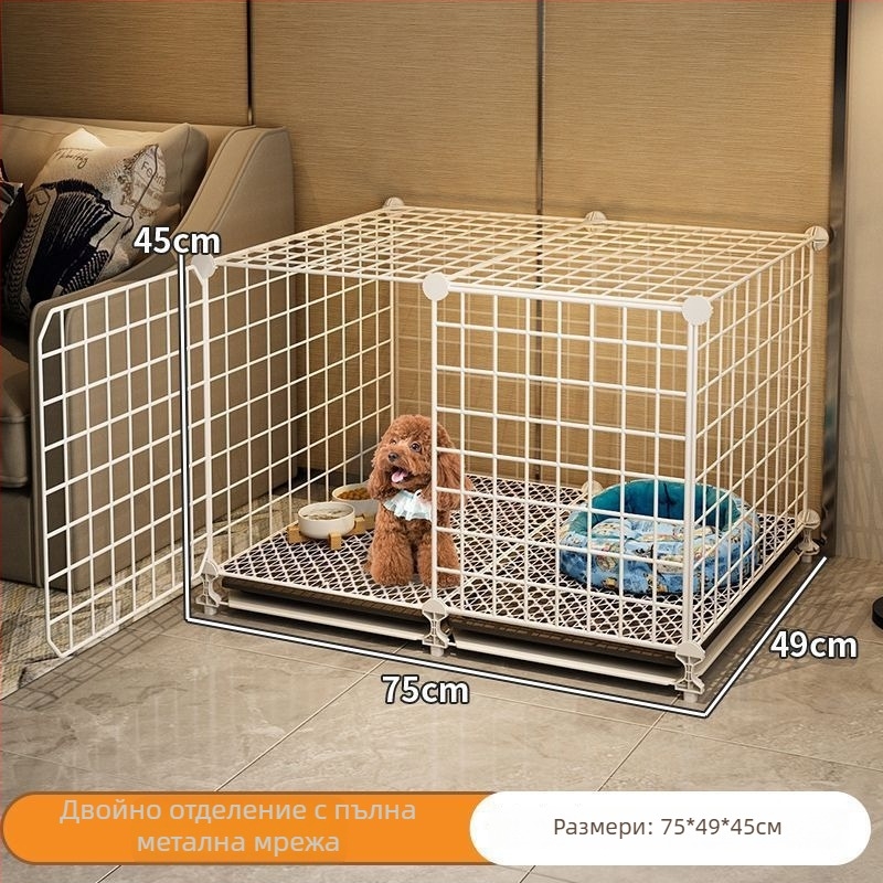 Клетка за малки кучета (Теди и Бишон Фризе) – антиизбягване, вътрешна употреба, затворена и дишаща, с вградена тоалетна