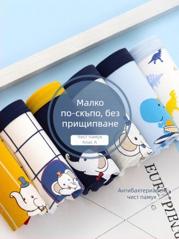 Детски боксерки от 95% памук, с карикатурен принт, антибактериални, модел A7A