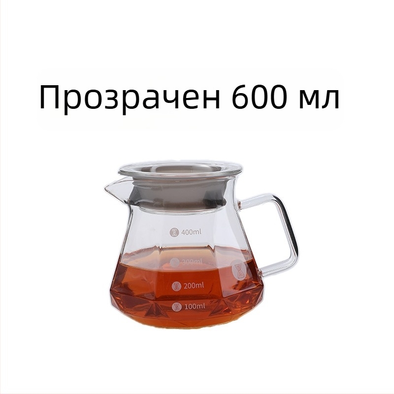 Стъклена каничка за филтърно кафе от боросиликатно стъкло с филтър чашка и съд за споделяне, за дома, възможност за персонализирано лого