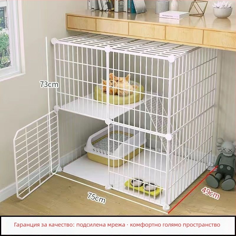 Котешка клетка с тоалетна, DIY вила-стил за вътрешна употреба, три нива, малък котешки дом