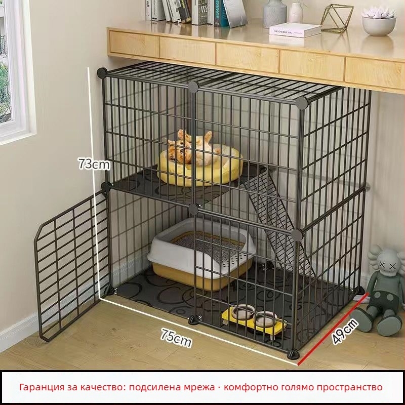 Котешка клетка с тоалетна, DIY вила-стил за вътрешна употреба, три нива, малък котешки дом