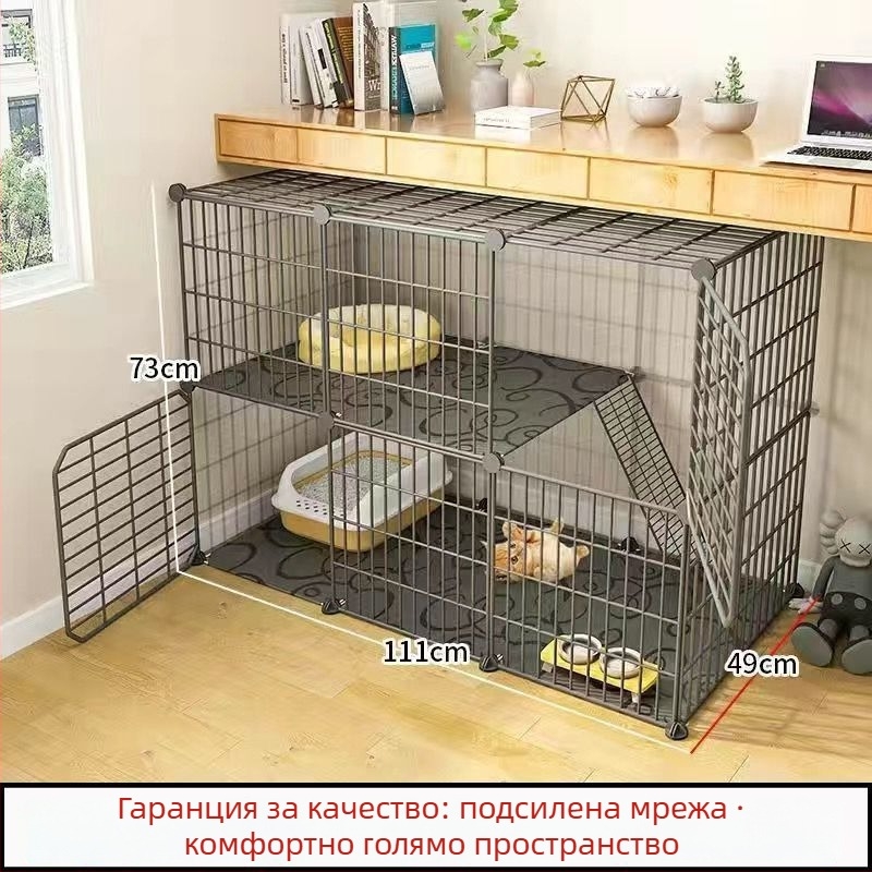 Котешка клетка с тоалетна, DIY вила-стил за вътрешна употреба, три нива, малък котешки дом