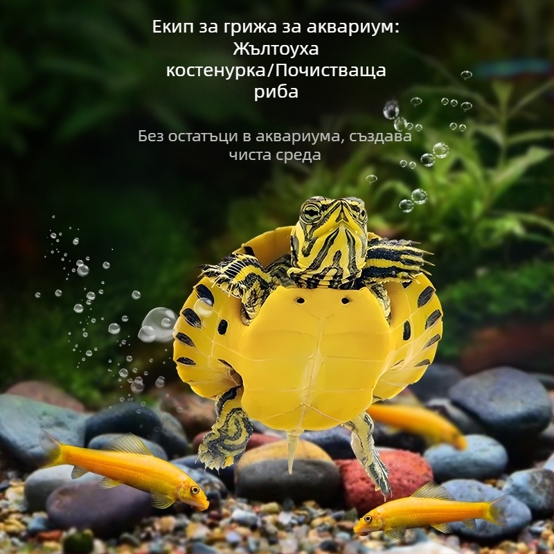 Аквариумен почиствач за костенурка с жълти уши, премахване на водорасли и отпадъци, за студена вода, жив костенурка