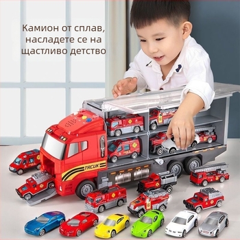 Образователен сплавен модел на инженерна пожарна кола с голям контейнеровоз за съхранение
