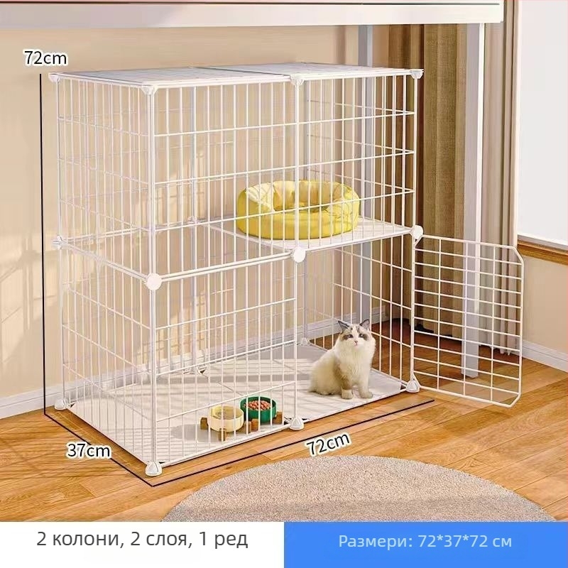 Двуетажна вътрешна котешка къщичка с обширно пространство за котки и малки кучета