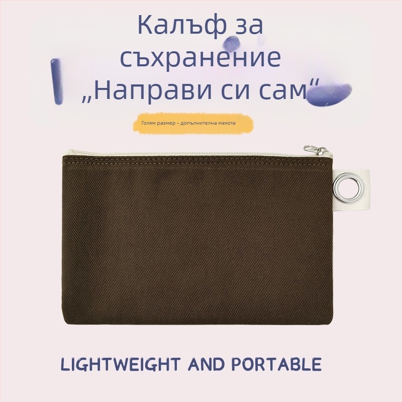 Канвасова чанта с цип за съхранение, DIY празна чанта за моливи и козметика